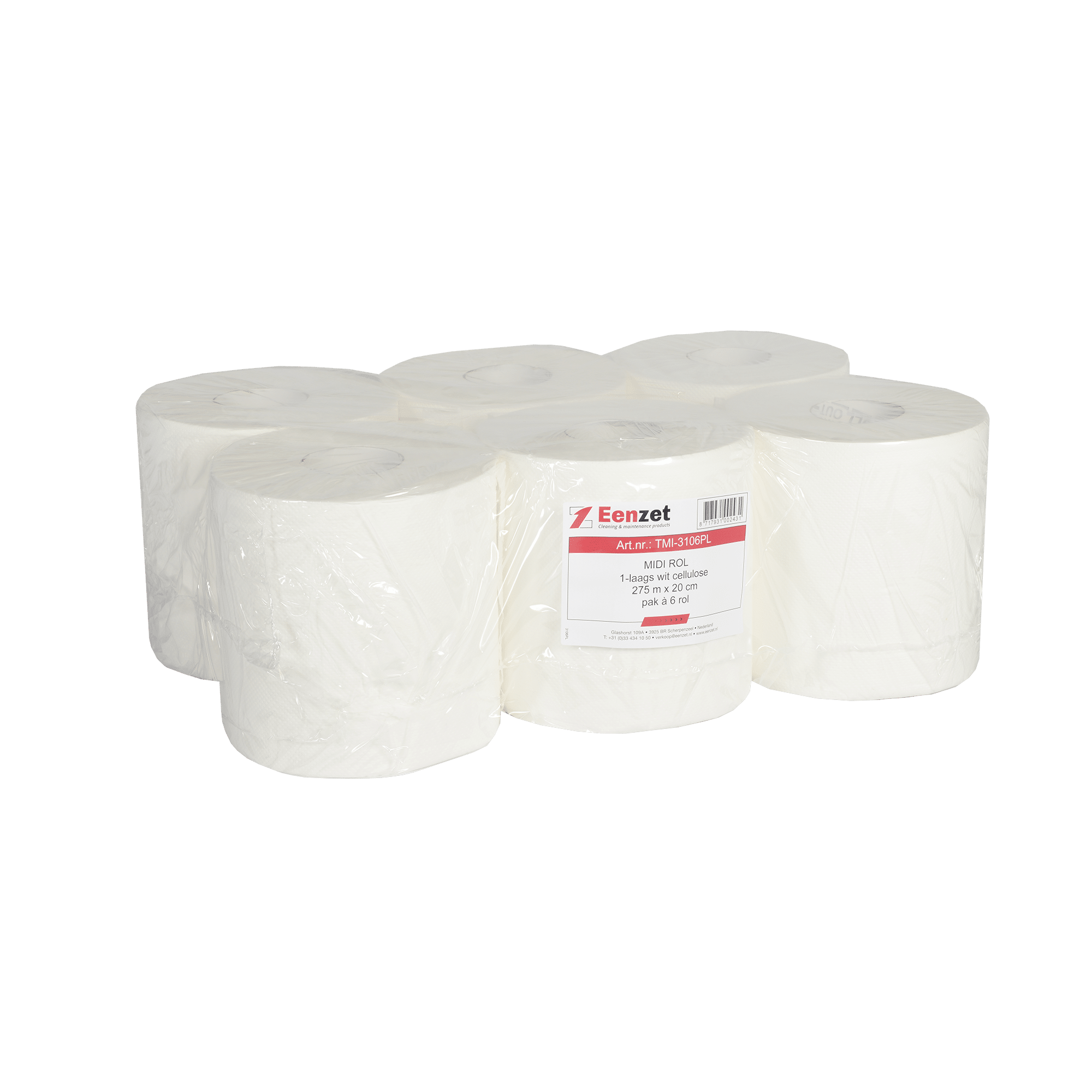 Eenzet Midirol 1-laags wit (6 rollen)